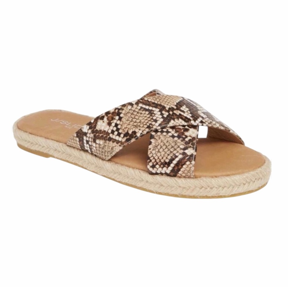 J/Slides Reva Slide Espadrille Sandal - Snakeskin - Size 6.5